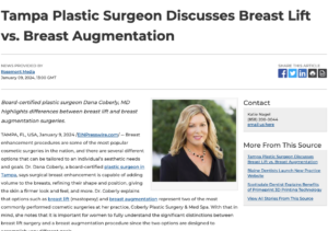 Tampa Plastic Surgeon Discusses Breast Lift and Breast Augmentation Procedures