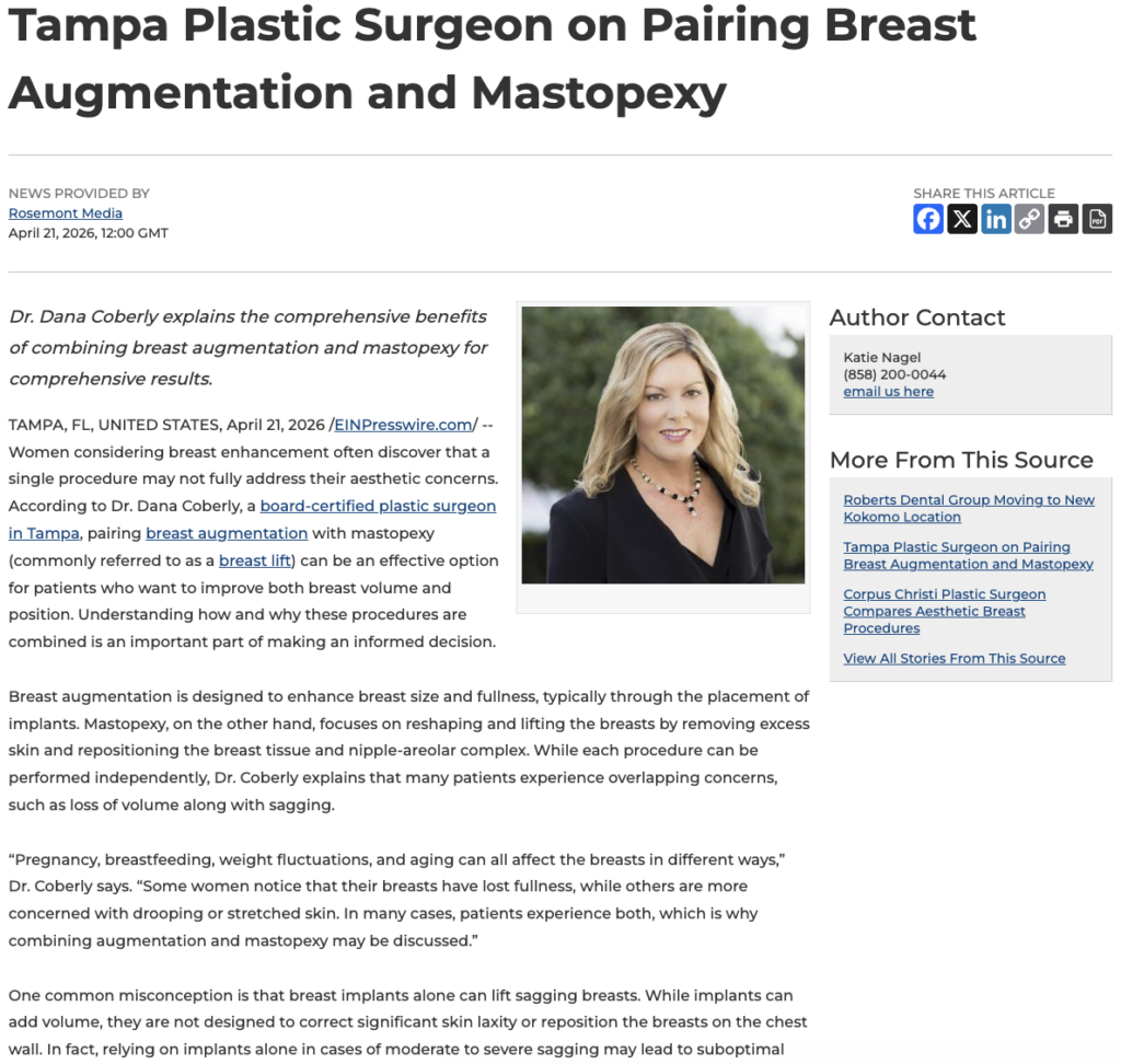 Tampa plastic surgeon discusses the comprehensive benefits of pairing breast augmentation and mastopexy